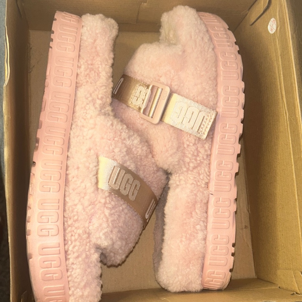 Fury Pink Platform Ugg Slides